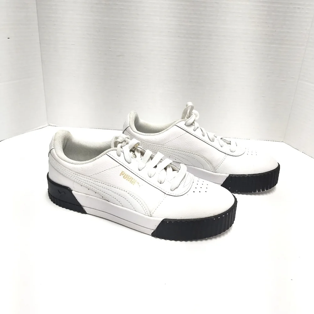 Puma Classic White Sneakers Black Soles | Leather Low-Top Casual Shoes